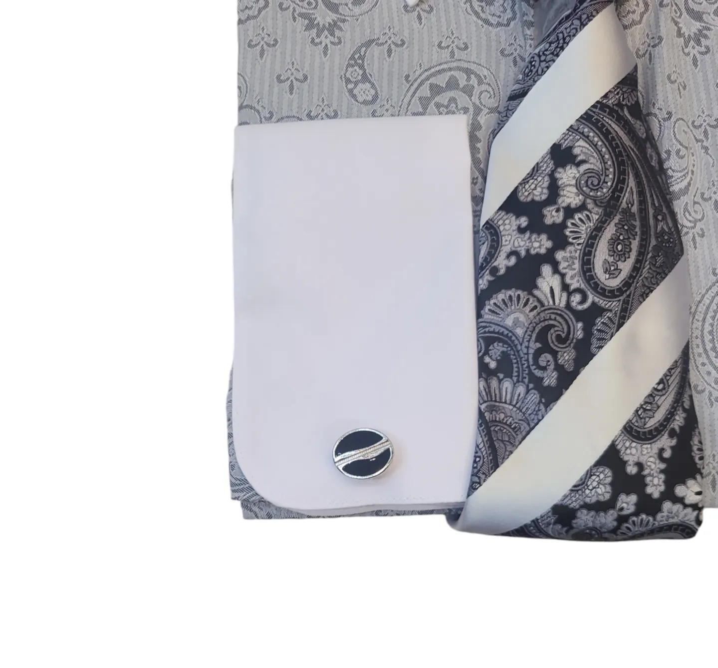 Bruno Conte French Cuff Dress Shirt With Tie Set Combo