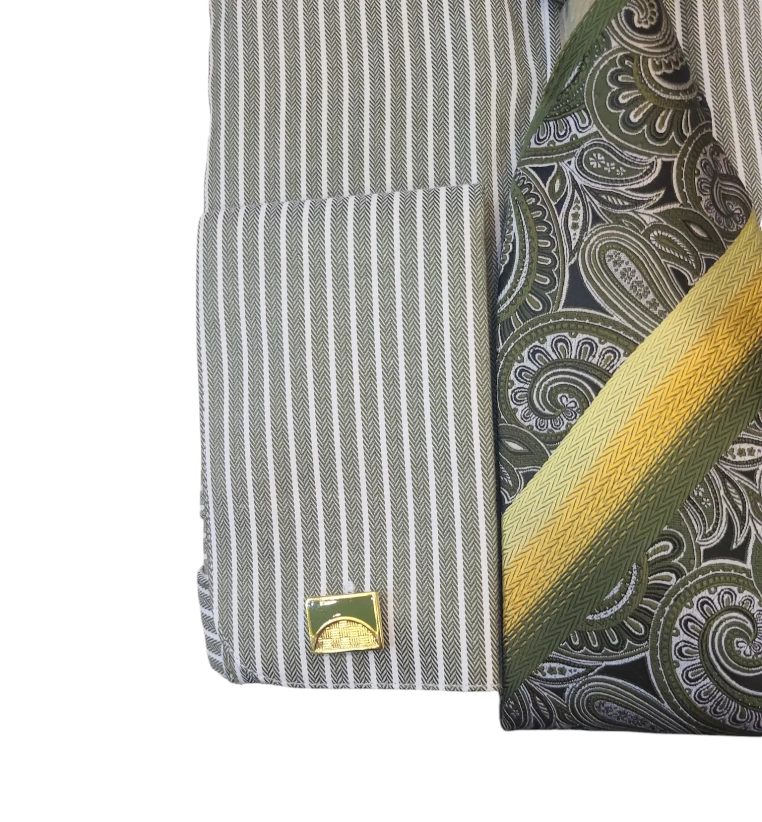 Bruno Conte French Cuff Dress Shirt With Tie Set Combo