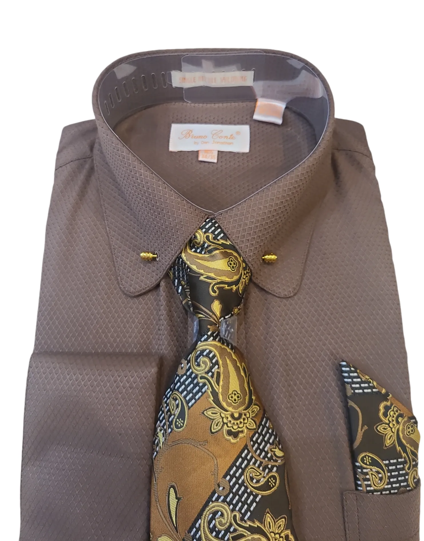 Bruno Conte French Cuff Dress Shirt With Tie Set Combo