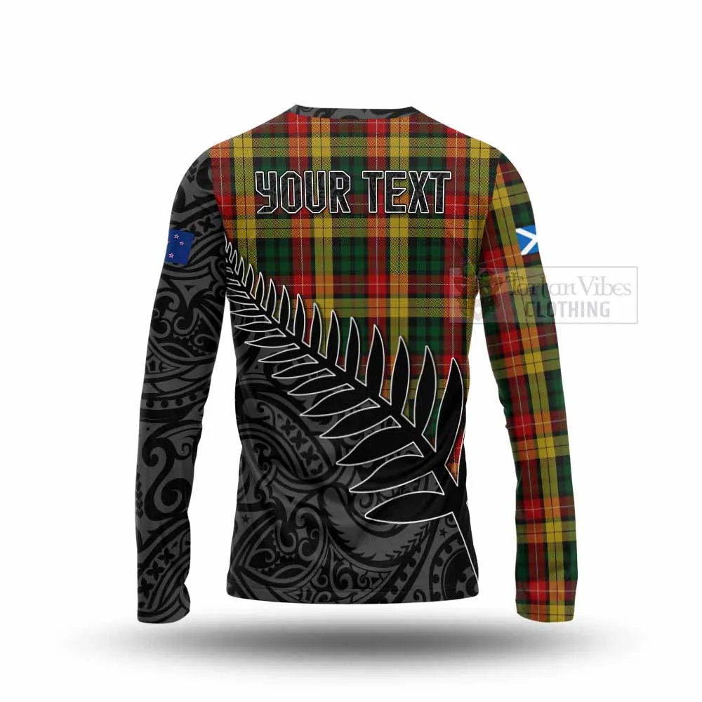 Buchanan Crest Tartan Long Sleeve T-Shirt with New Zealand Silver Fern Half Style