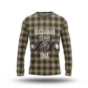 Buchanan Dress Tartan Long Sleeve T-Shirt with Family Crest DNA In Me Style