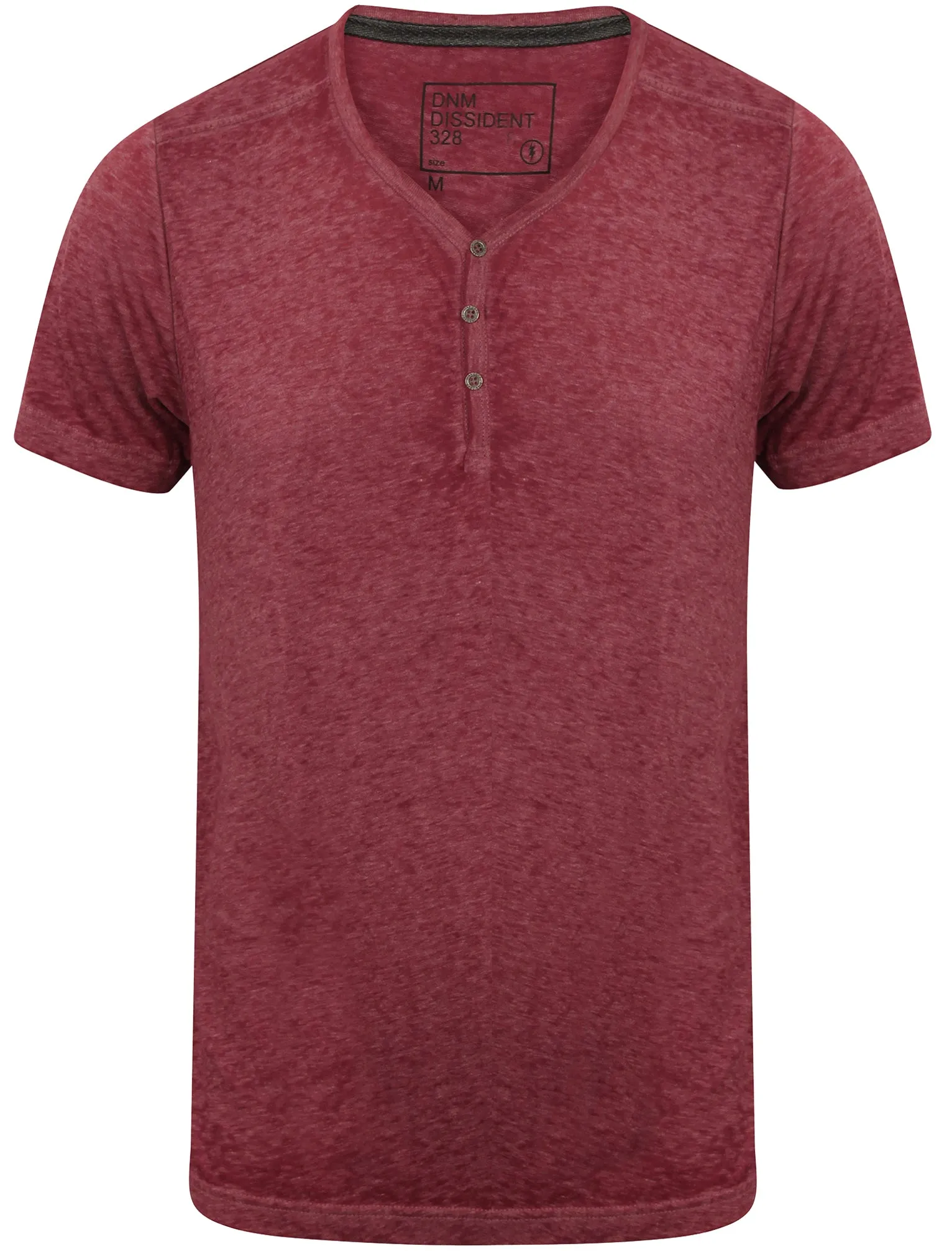 Burneast Burnout Henley V Neck T-Shirt in Bordeaux - Dissident