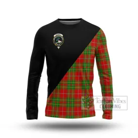 Burnett Tartan Long Sleeve T-Shirt with Family Crest and Military Logo Style