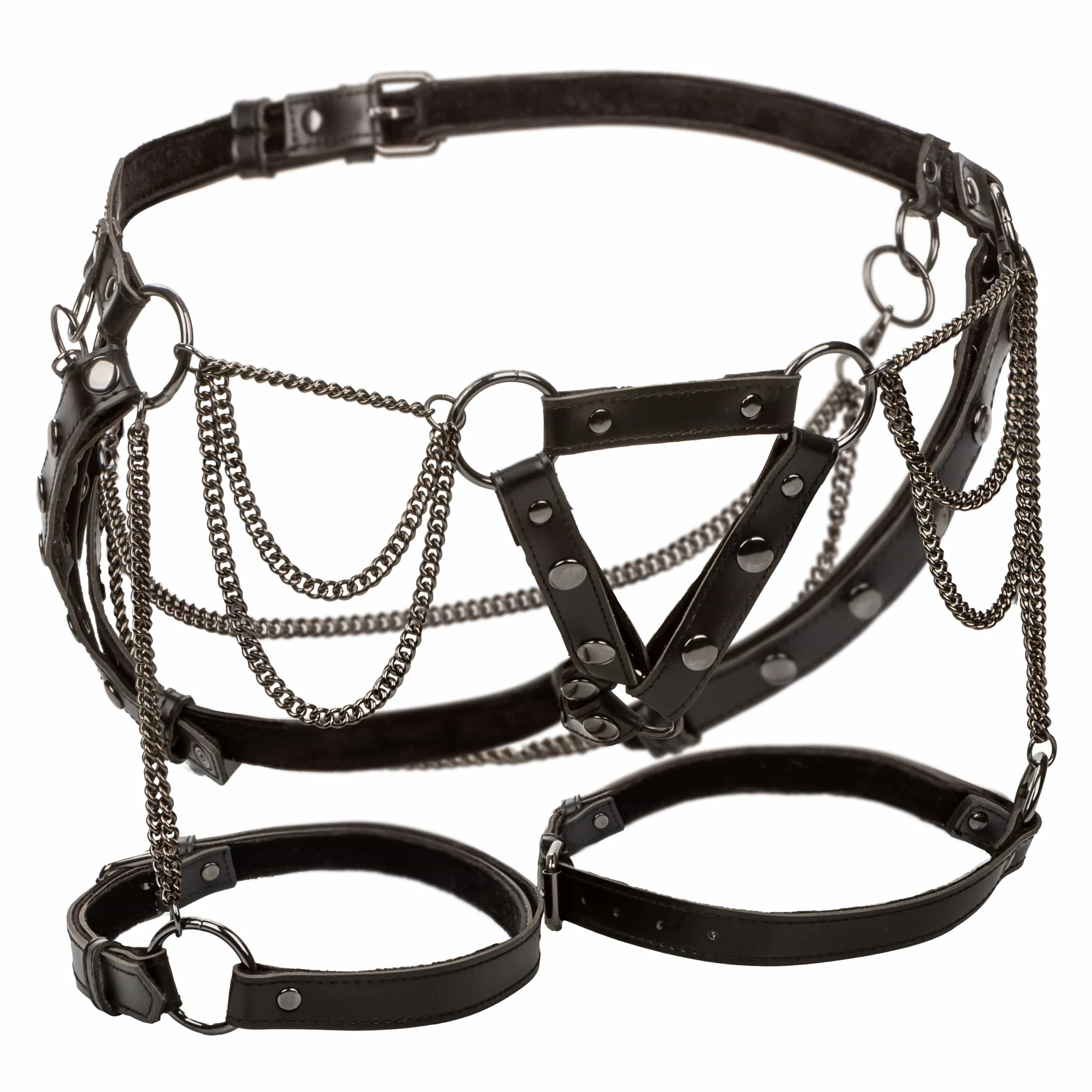 California Exotics - Euphoria Collection Plus Size Thigh Harness With Chains Dress Accessory (Black)