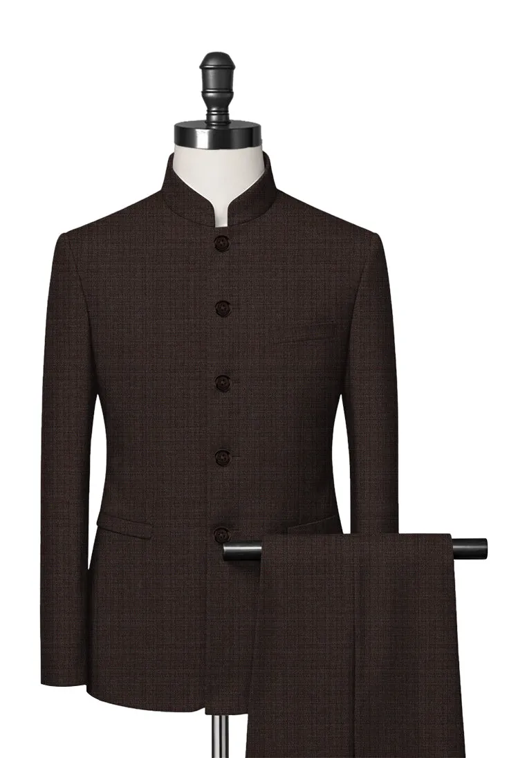 Carob Grey Mandarin Collar Suit