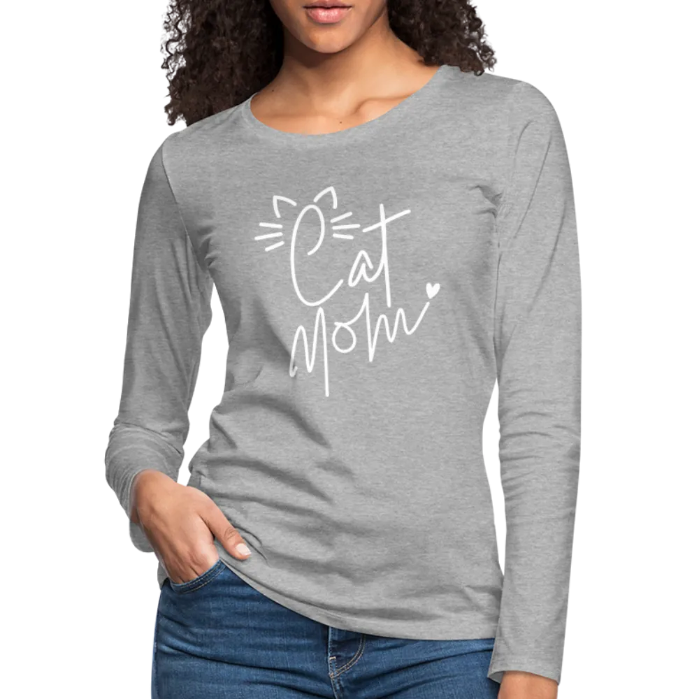 Cat Mom : Premium Long Sleeve T-Shirt (White Letters)