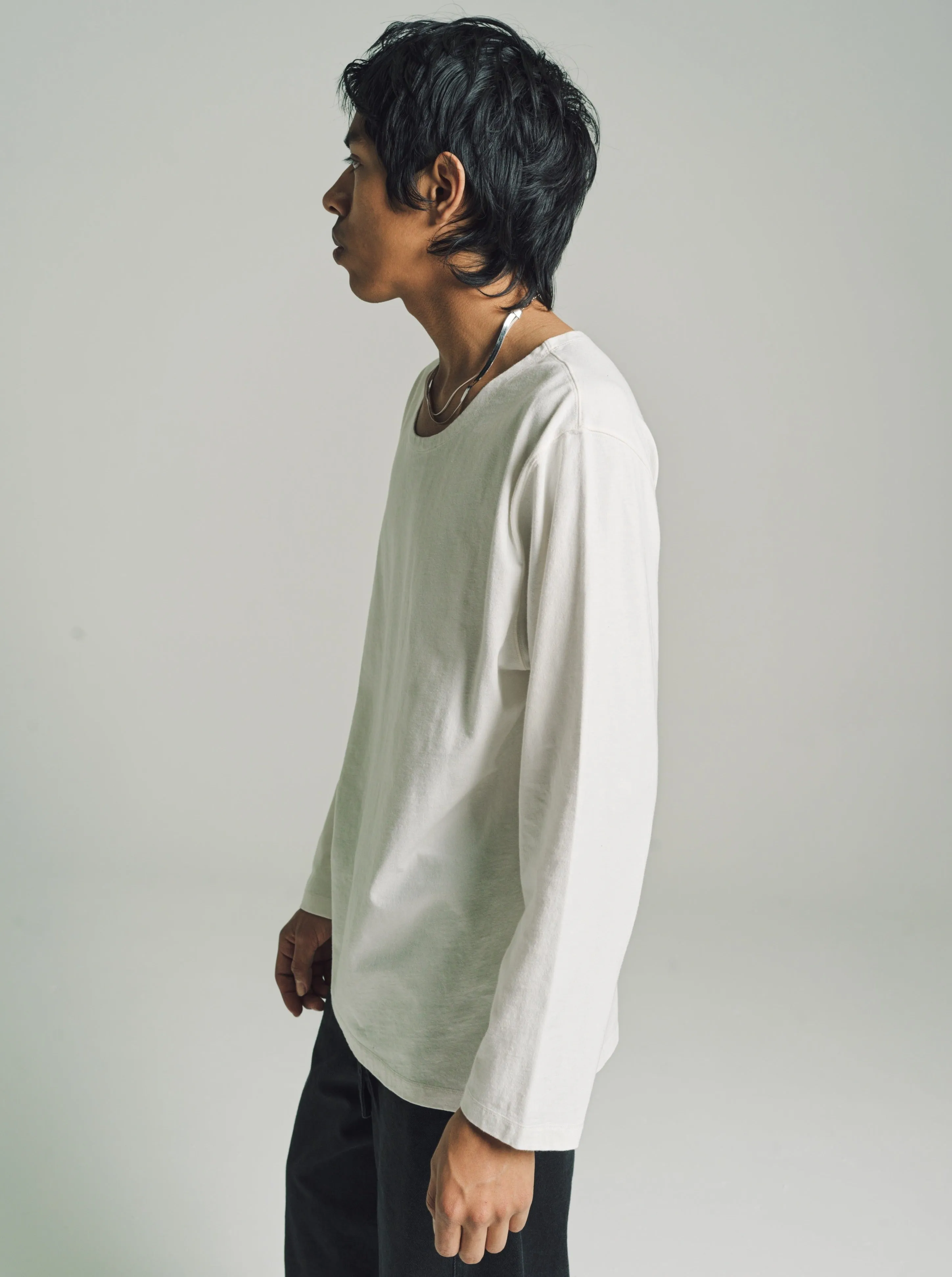 Chalk  Wide Neck Long Sleeve T-Shirt