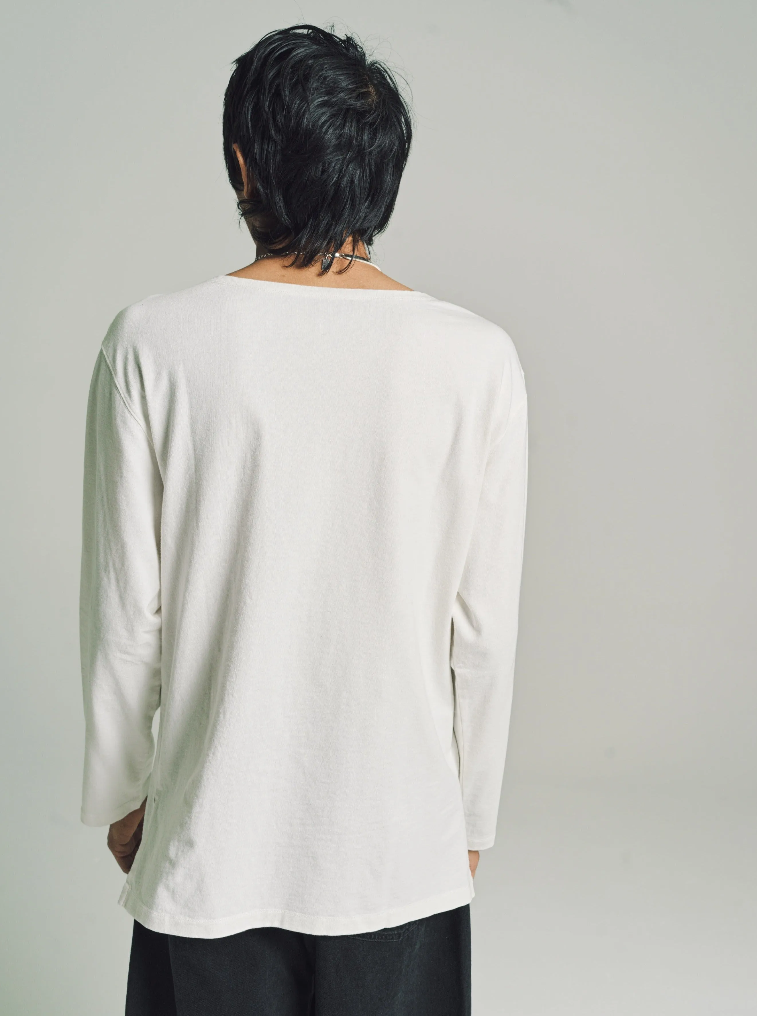 Chalk  Wide Neck Long Sleeve T-Shirt