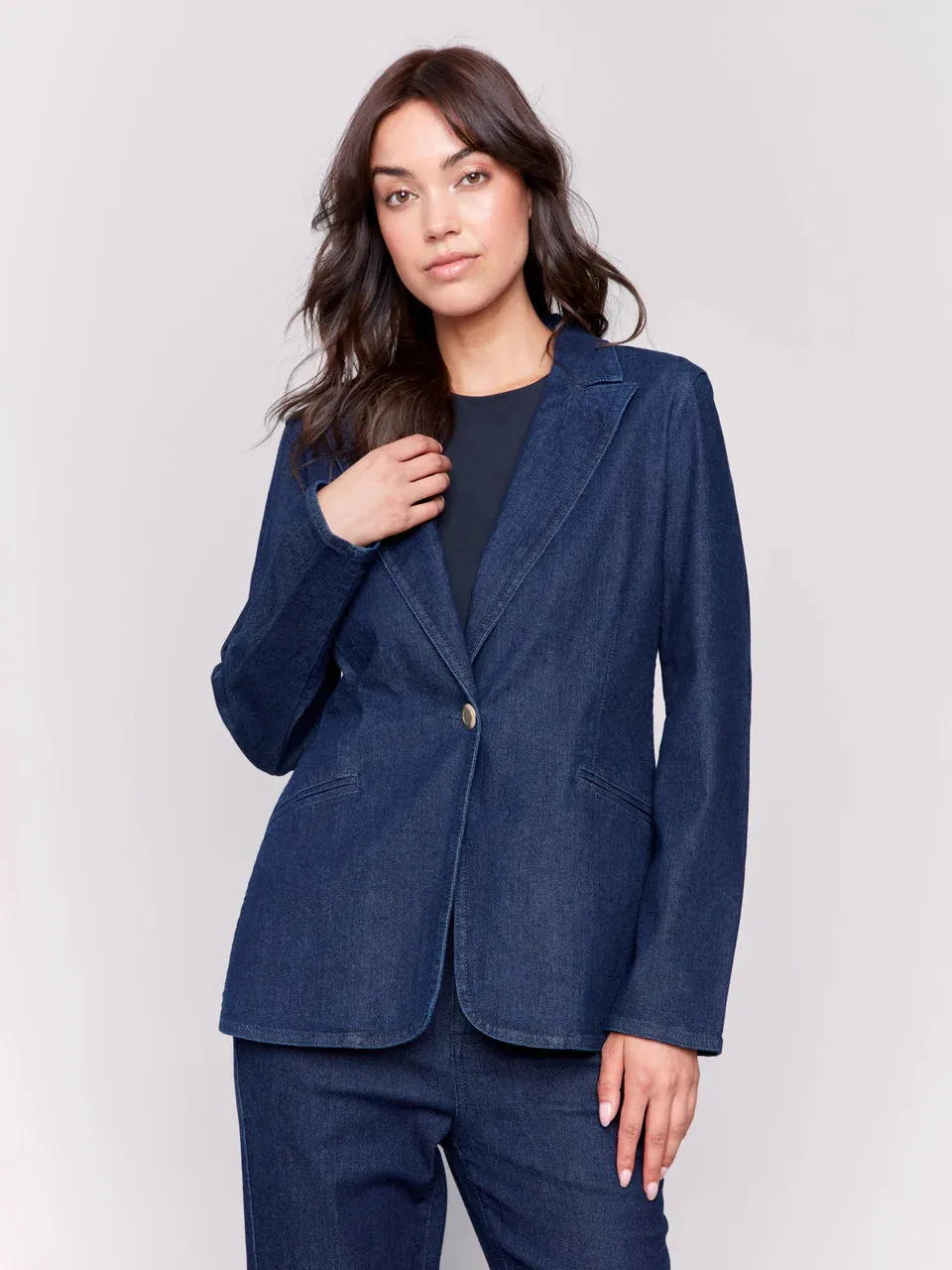 Charlie B Raw Denim Dressy Blazer