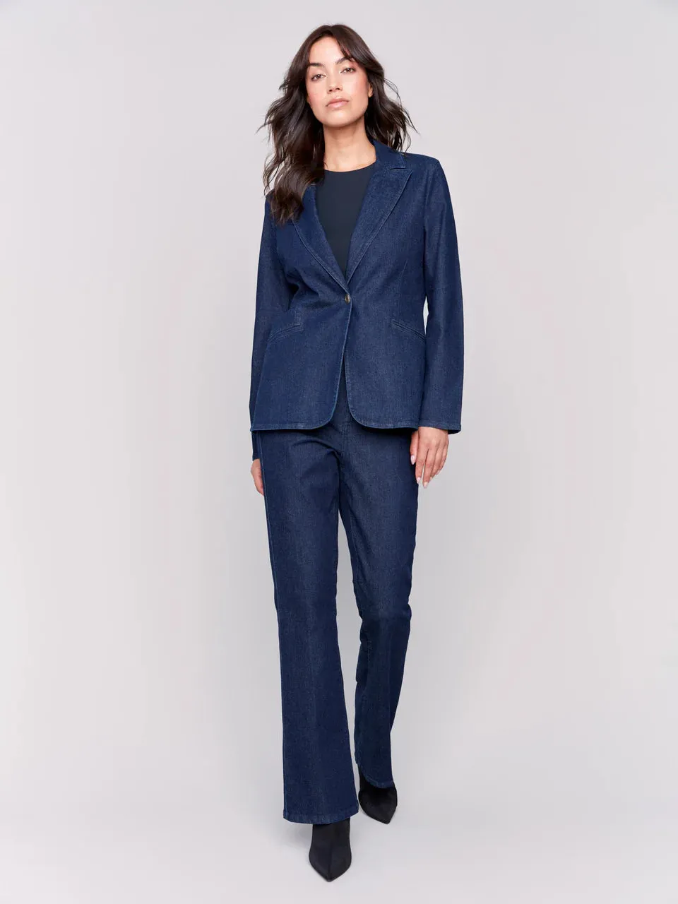 Charlie B Raw Denim Dressy Blazer