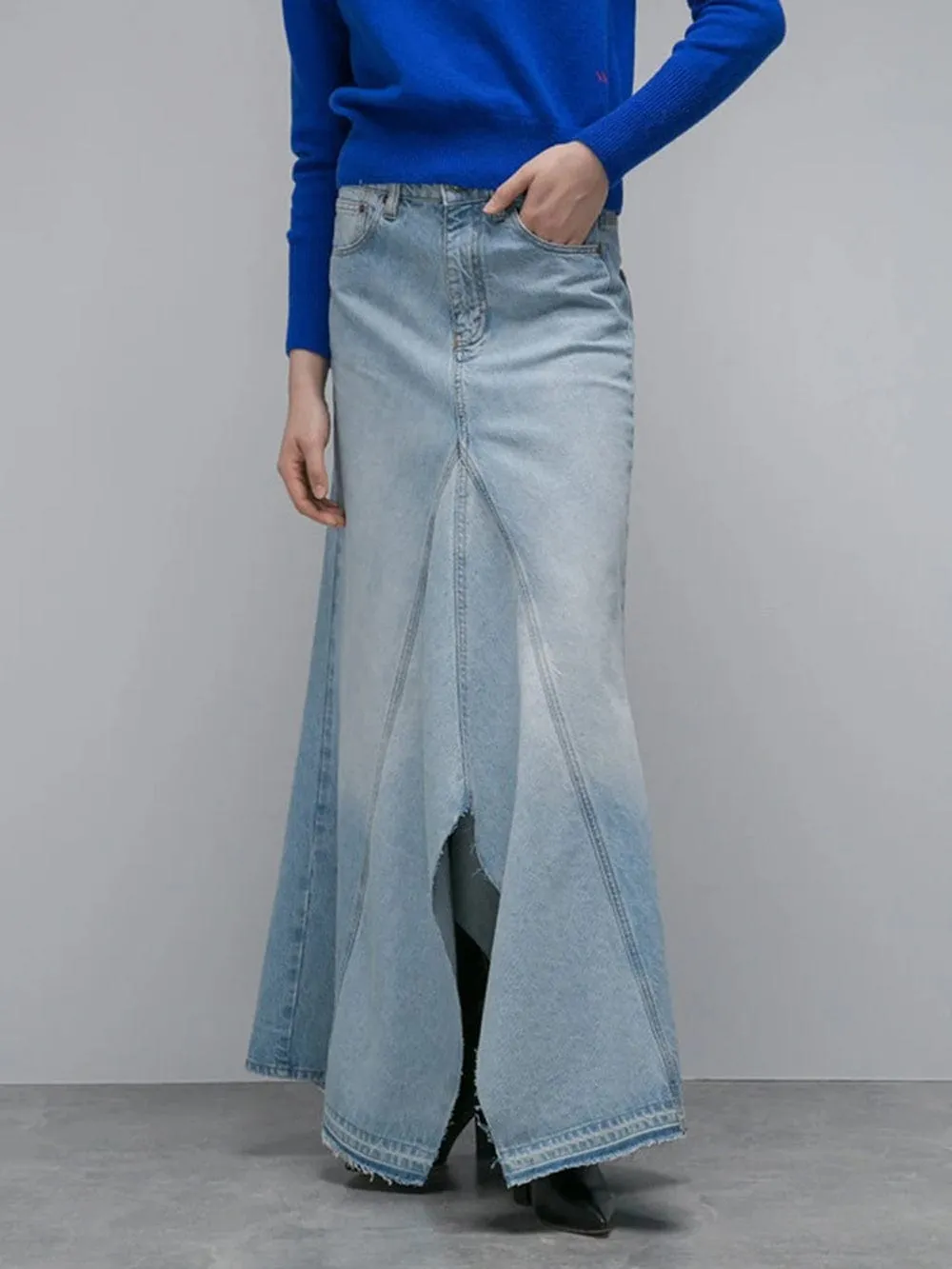 Chavez Hem Casual Denim Skirt