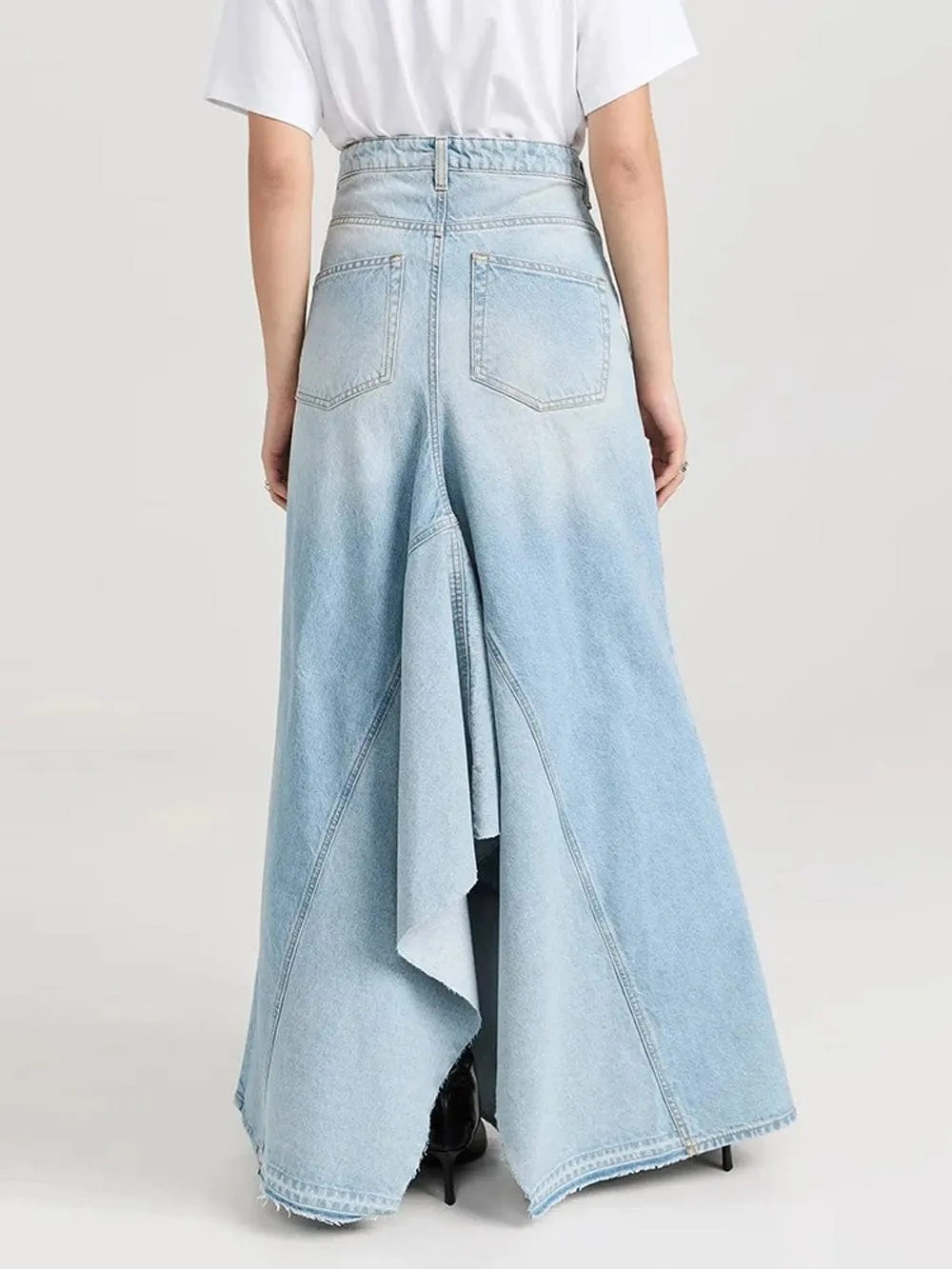 Chavez Hem Casual Denim Skirt