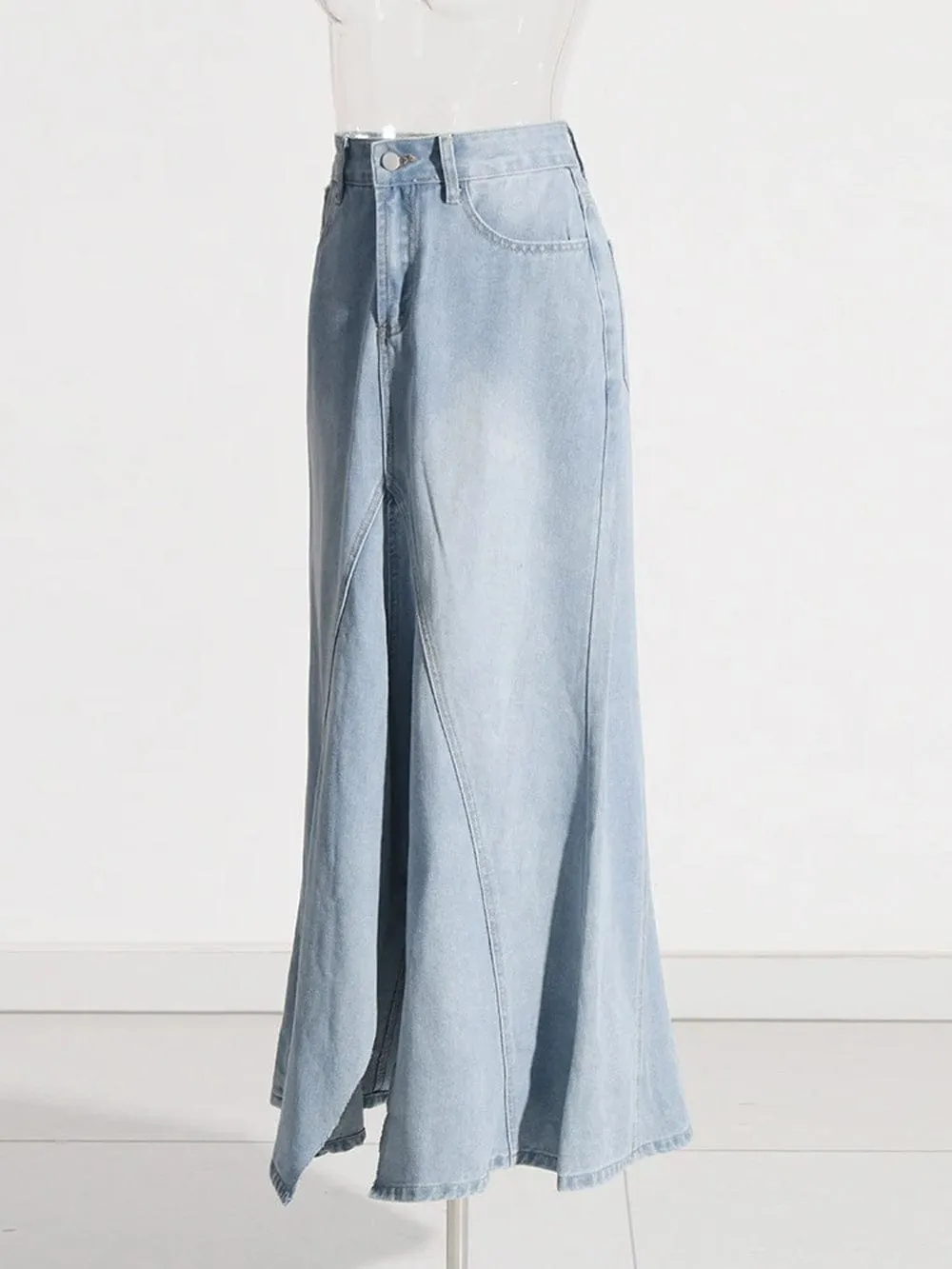 Chavez Hem Casual Denim Skirt