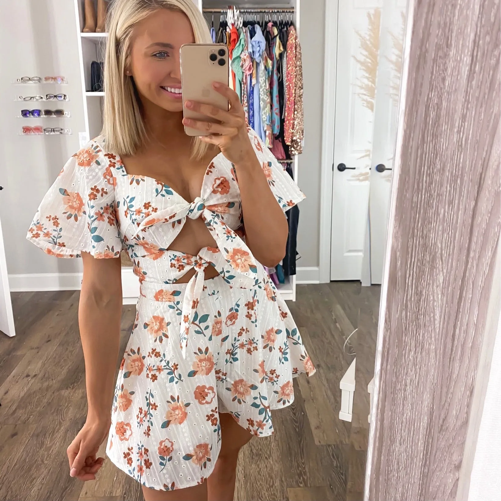 Chicways Blushed Arrival White Multi Floral Print Romper- Size S (Sold Out Online)