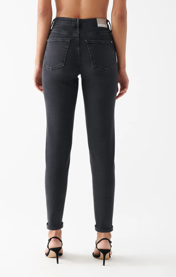 CINDY MOM JEANS IN MID SMOKE DENIM