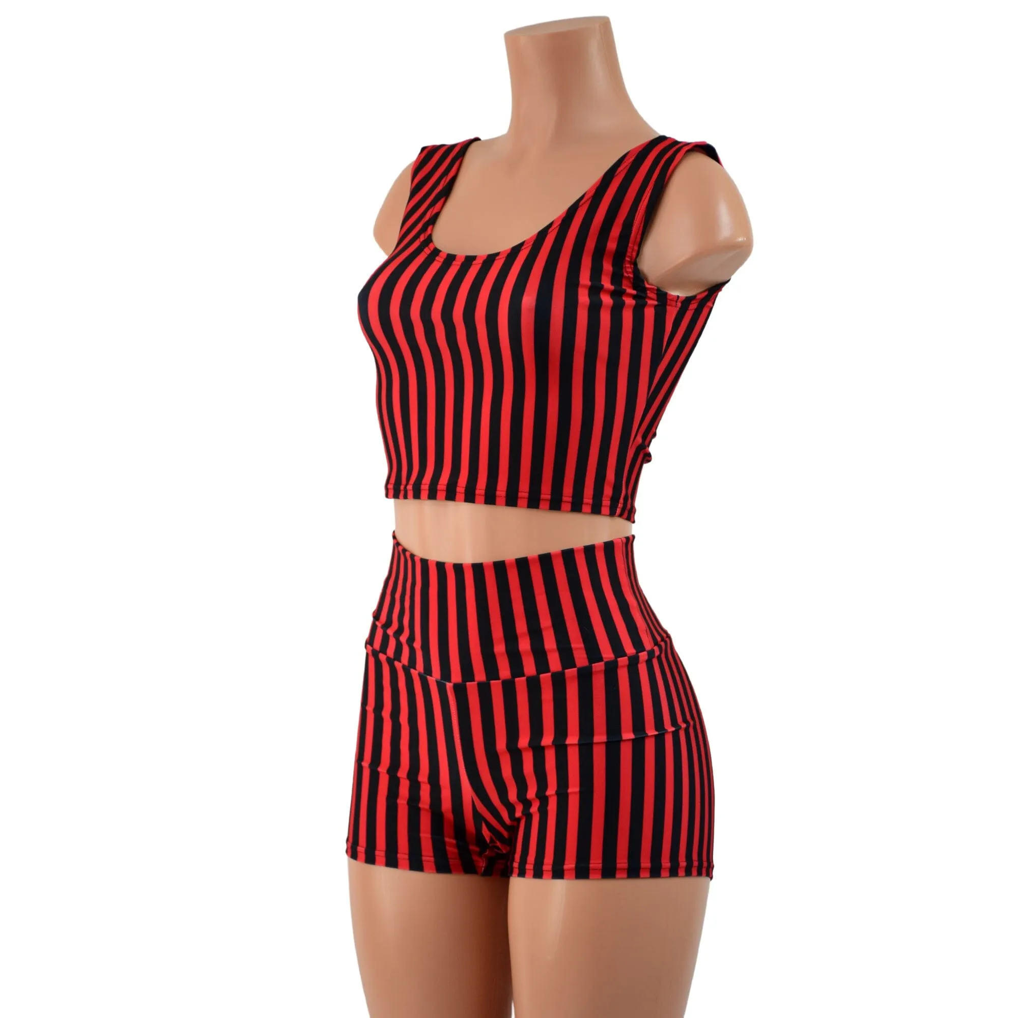Circus Stripes High Waist Shorts OR Top READY to SHIP