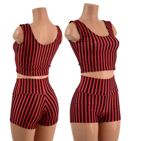 Circus Stripes High Waist Shorts OR Top READY to SHIP