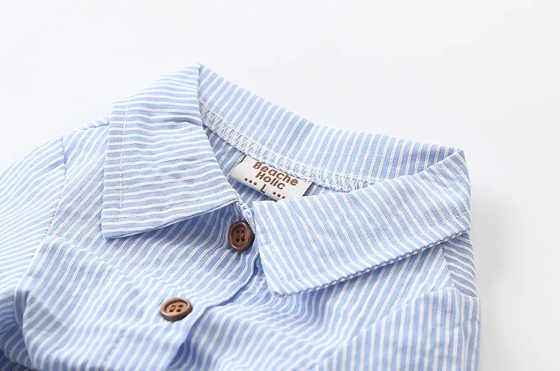 Club Gargon Red Embroid Stripe Spring Blue Dog Shirt