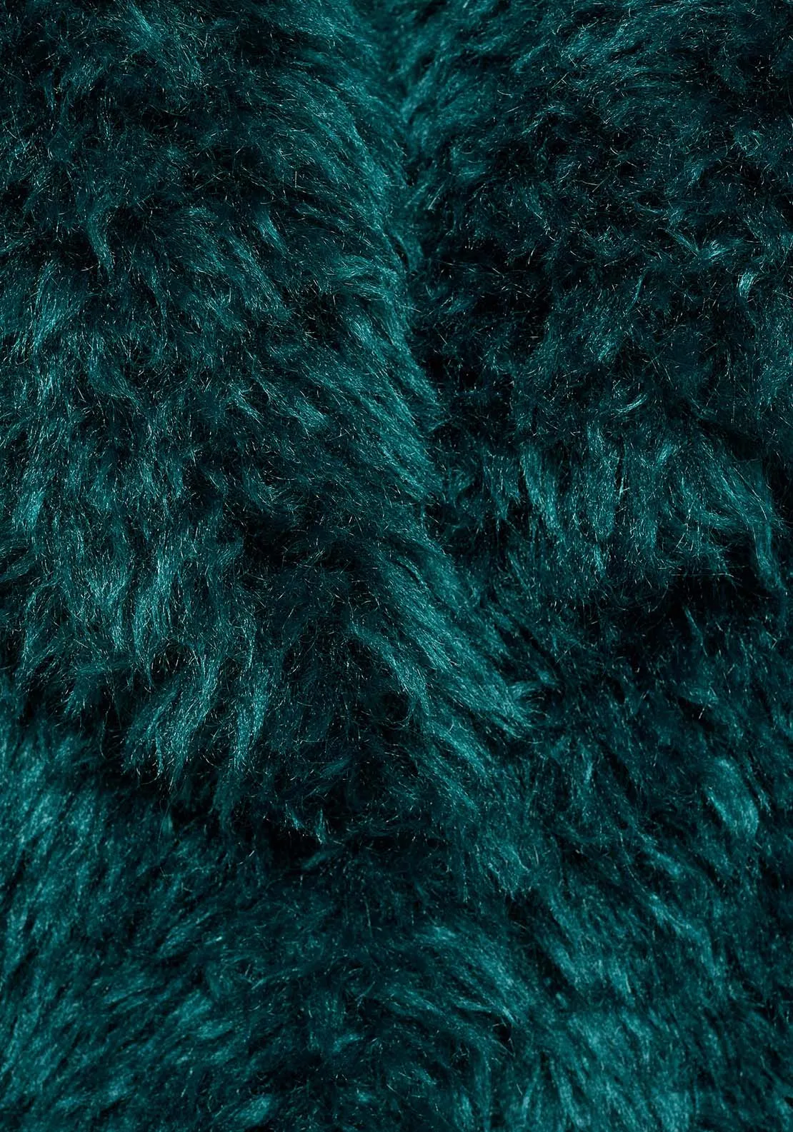 Coat with fur-effect lapels - Medium Blue