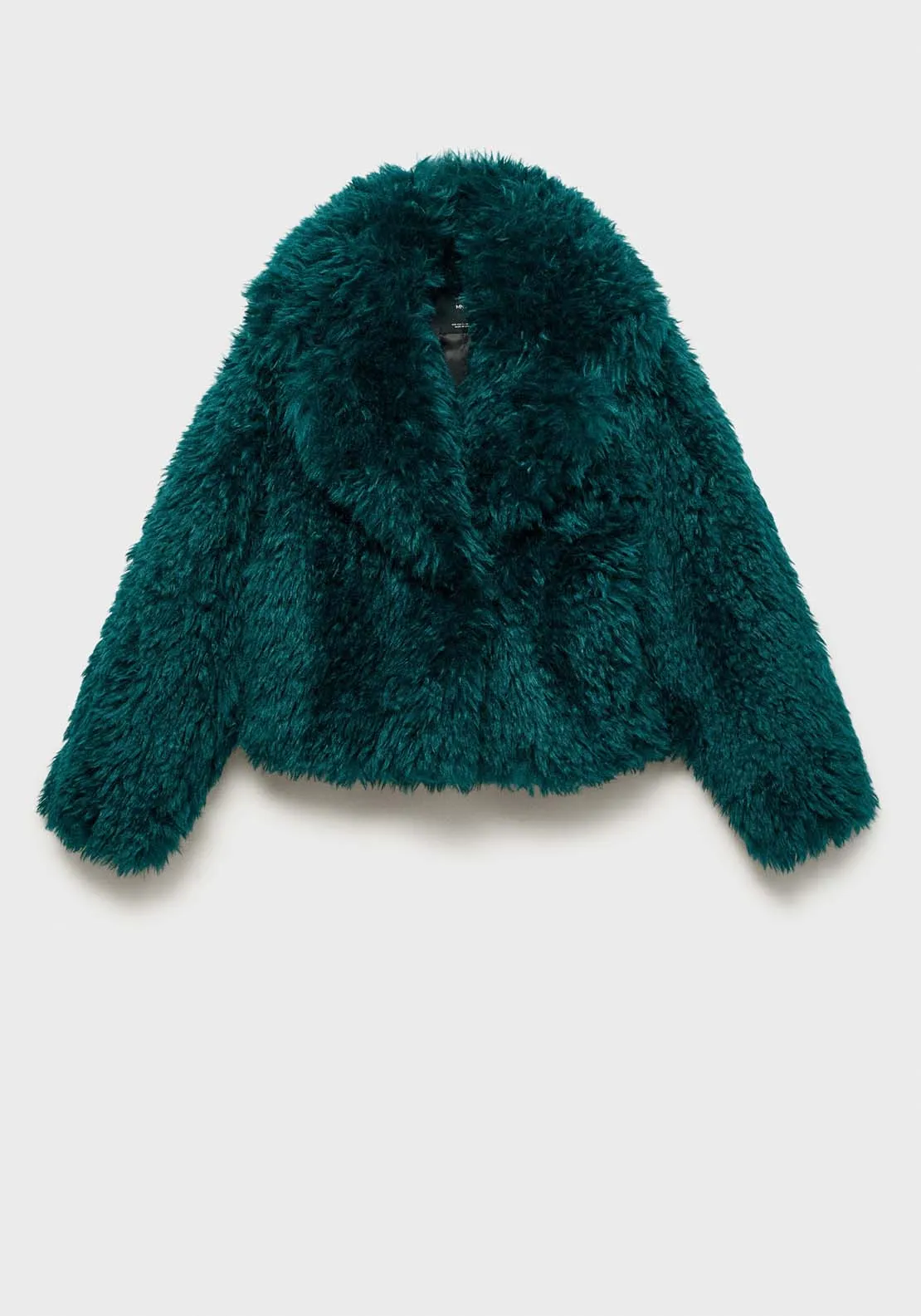 Coat with fur-effect lapels - Medium Blue