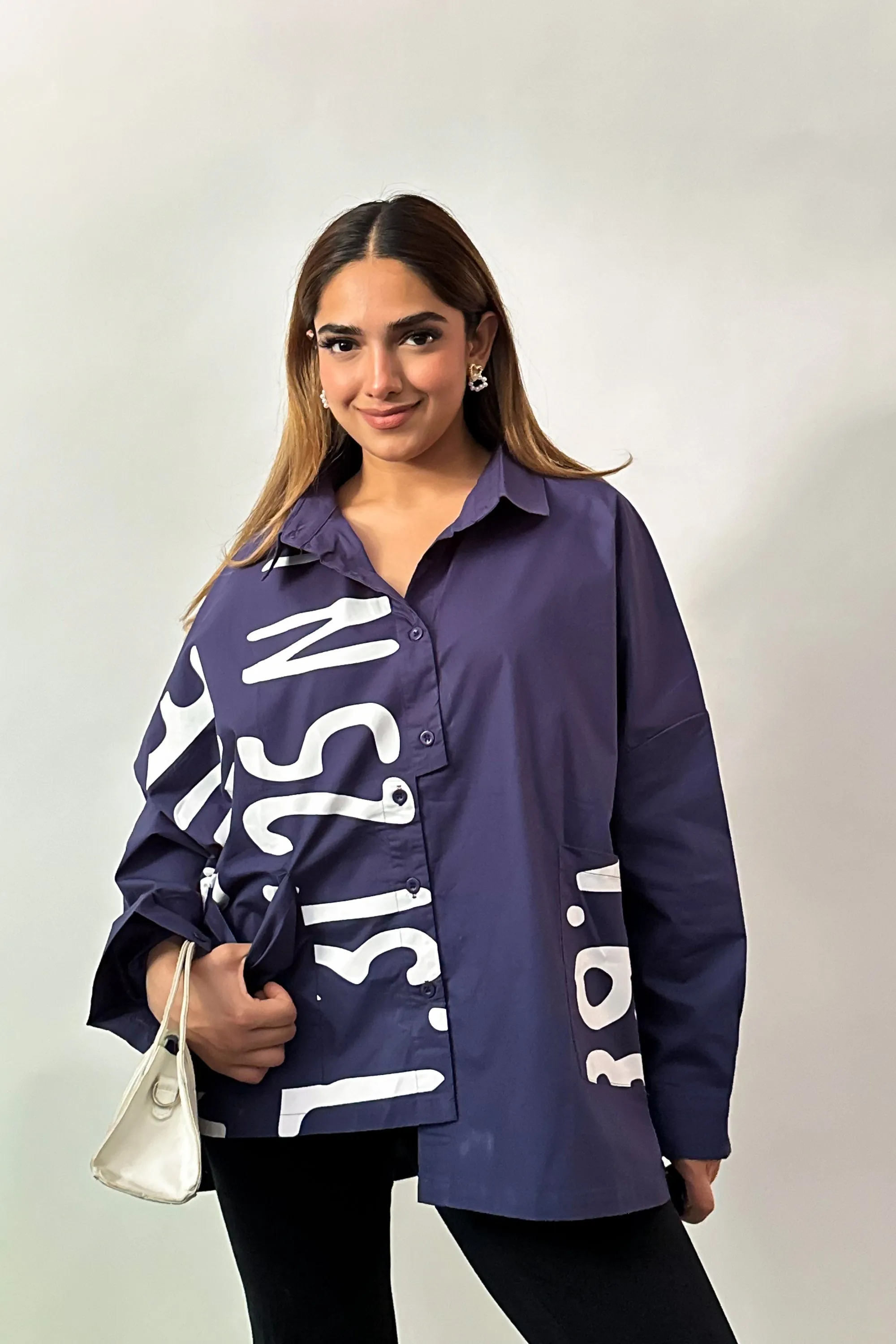 Cobalt Cascade Oversized Shirt