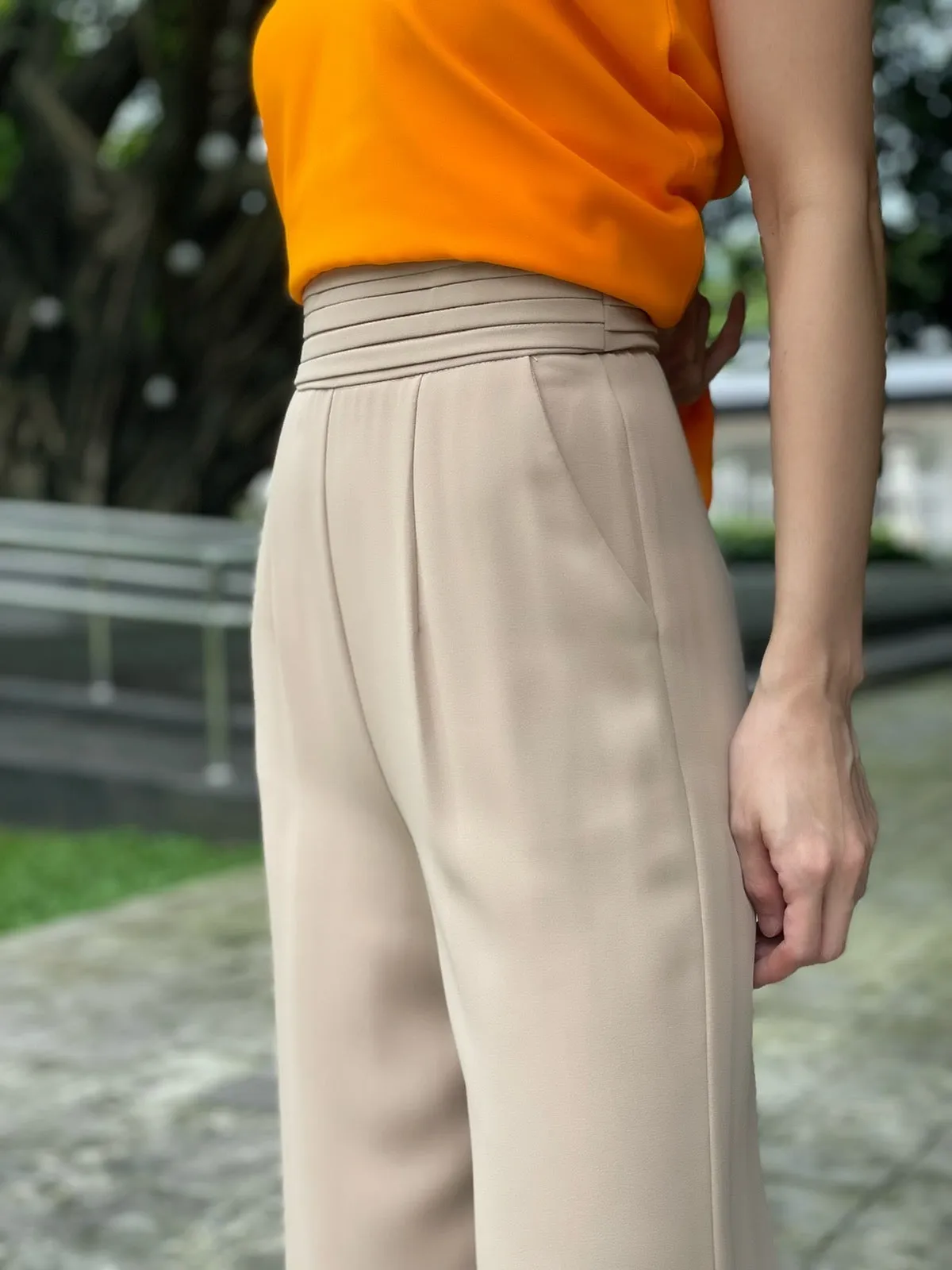 Colette Wide Leg Pants in Beige