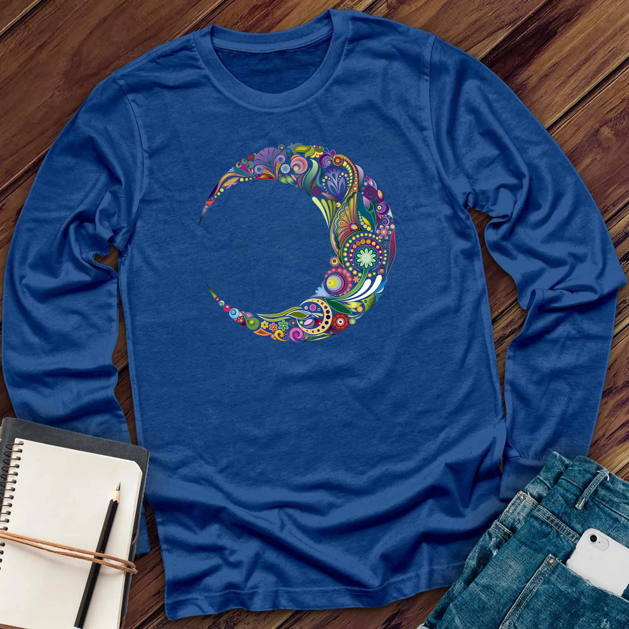 Colorful Moon Mandala Long Sleeve