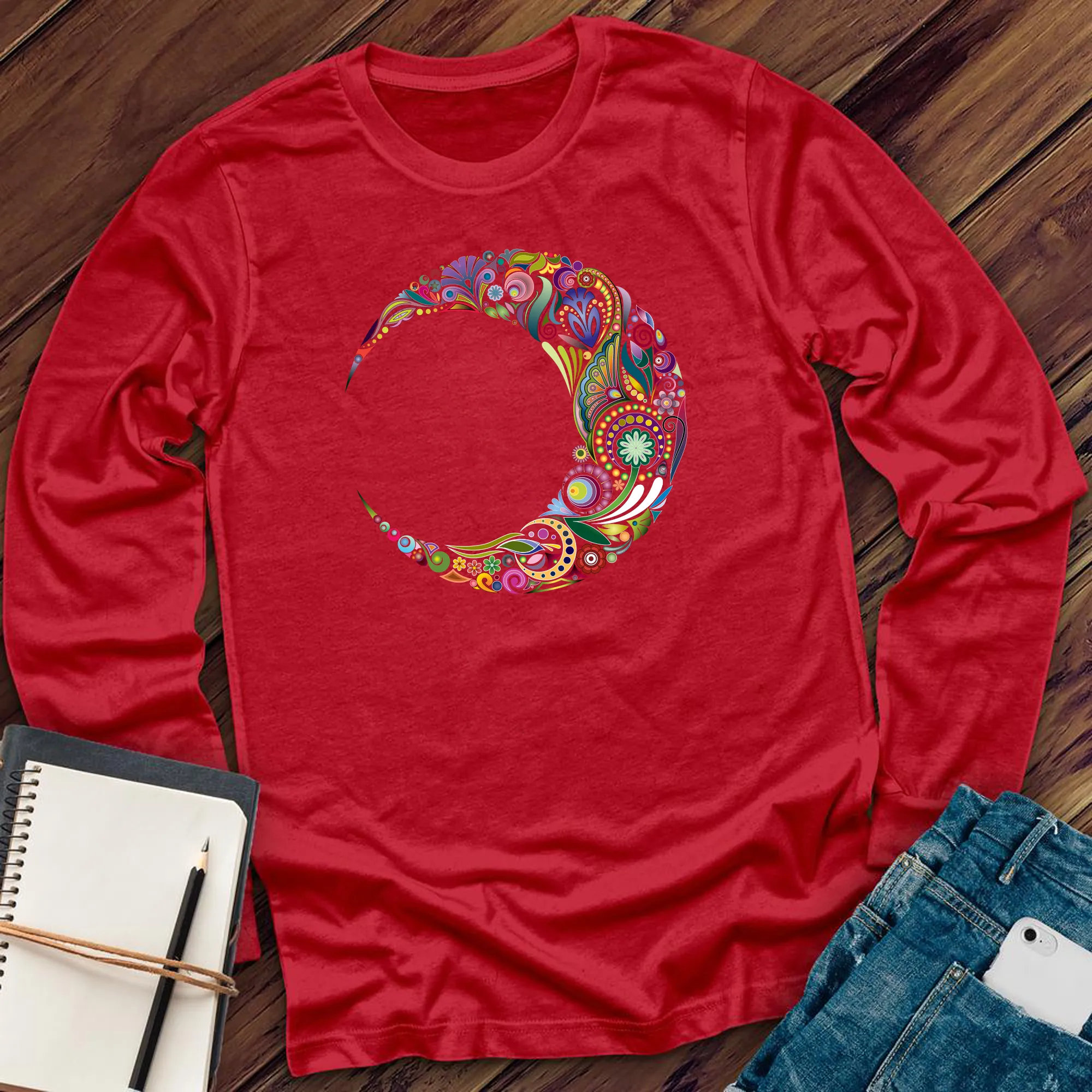 Colorful Moon Mandala Long Sleeve