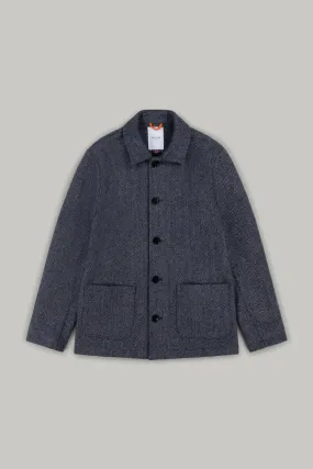 Commercial Shacket Pure Wool - Navy & Grey Herringbone