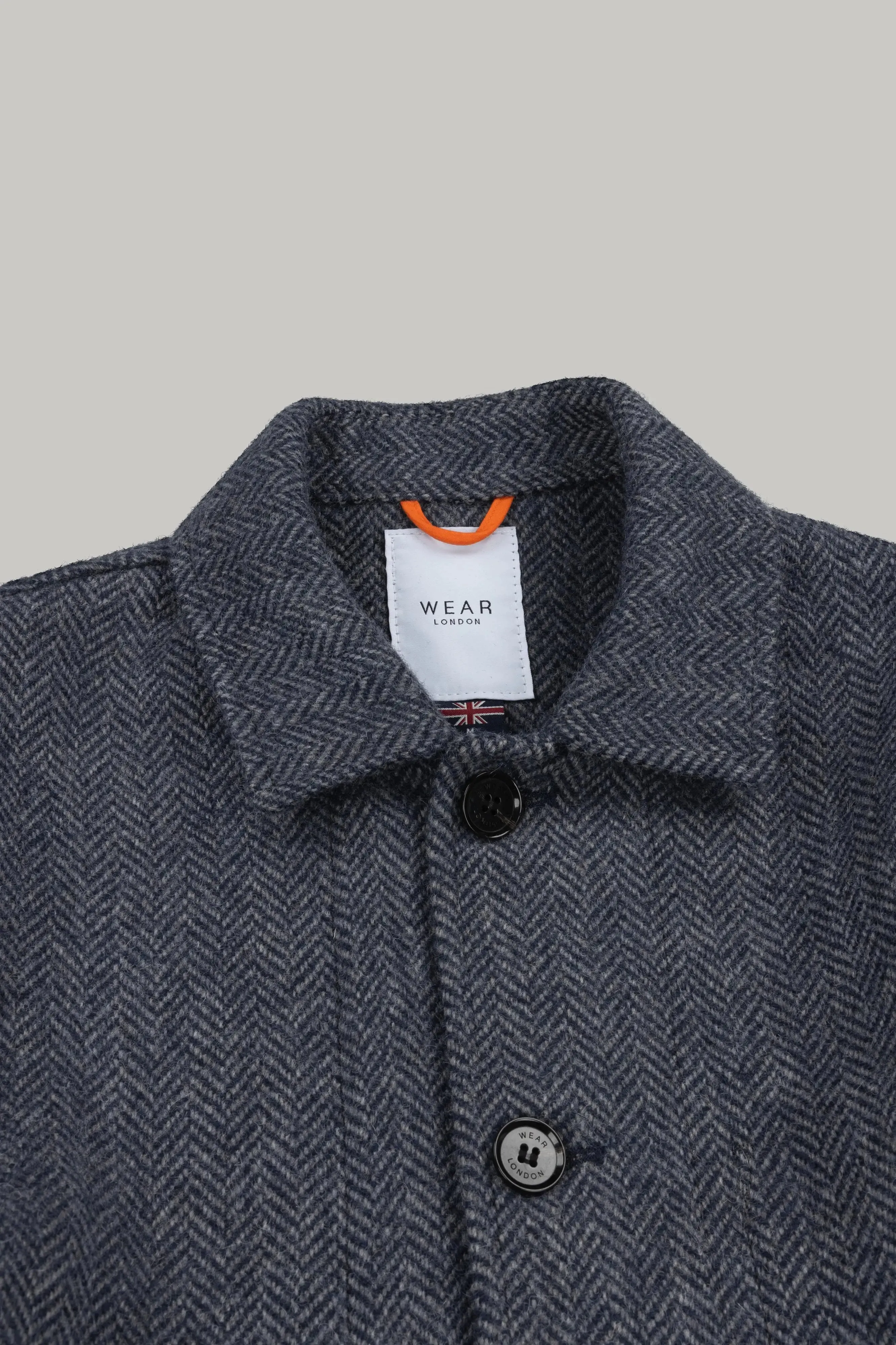 Commercial Shacket Pure Wool - Navy & Grey Herringbone