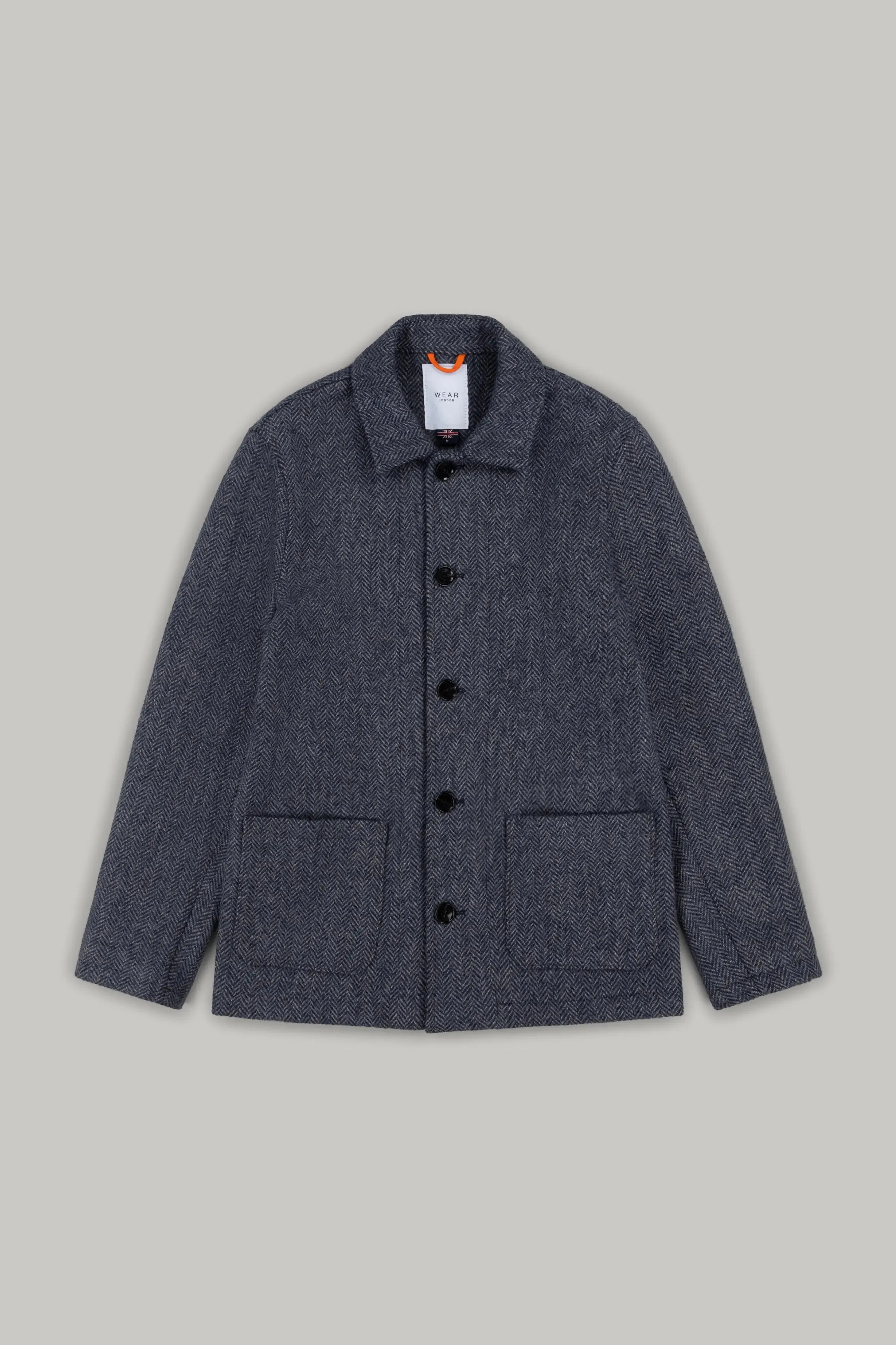 Commercial Shacket Pure Wool - Navy & Grey Herringbone
