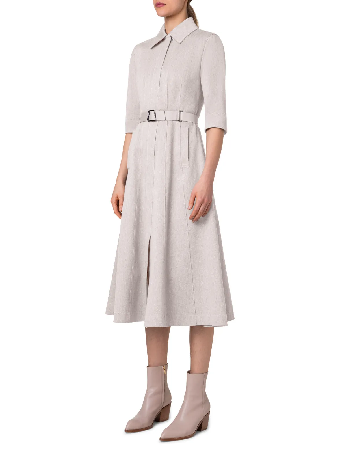 Cotton Denim Midi Shirt Dress
