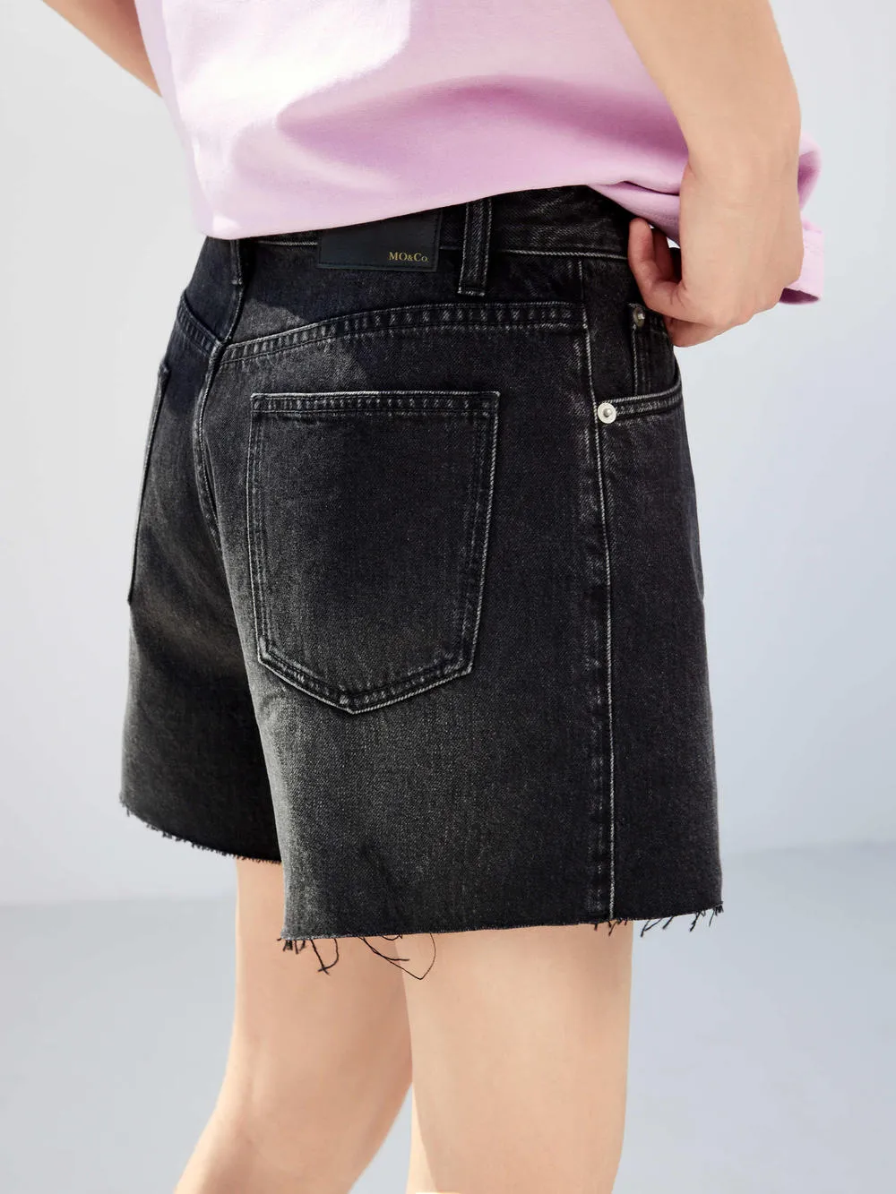 Cotton High Waist Denim Shorts
