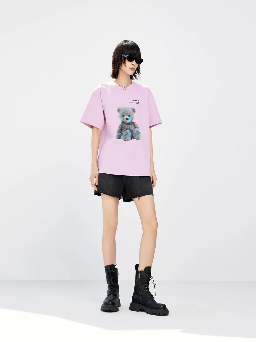 Cotton High Waist Denim Shorts