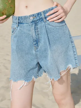 Cotton High Waist Denim Shorts