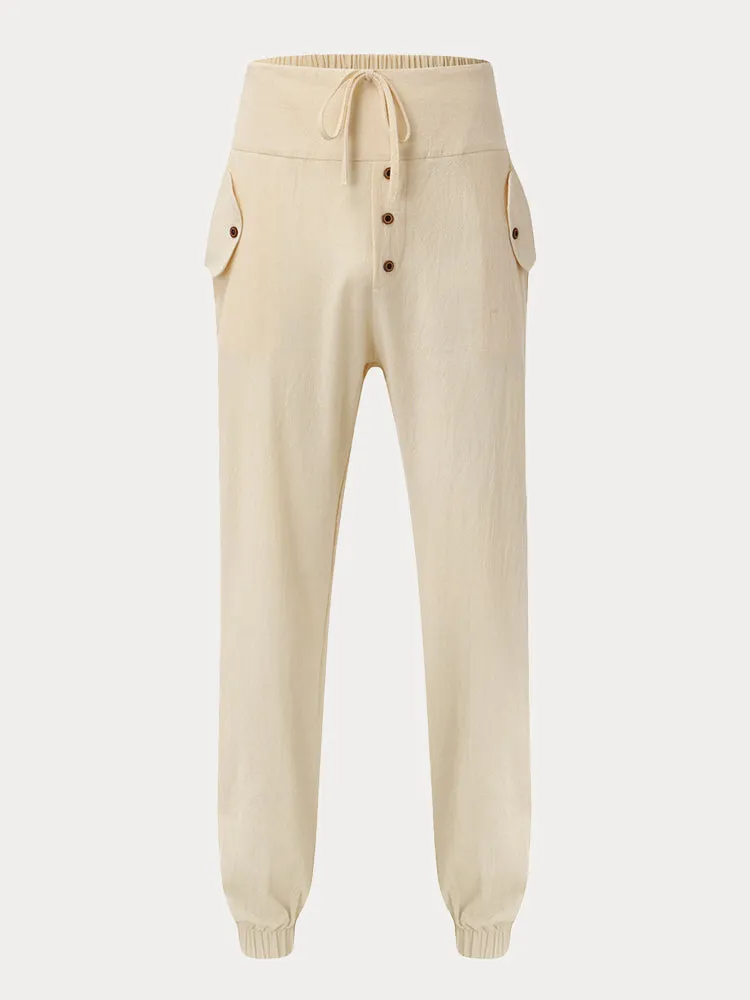 Cotton Linen High Waist Casual Pants