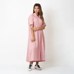 Cotton Oversize Shirt Dress for Women | Pink