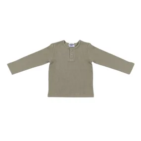 Cotton Rib Henley T Shirt - Thyme
