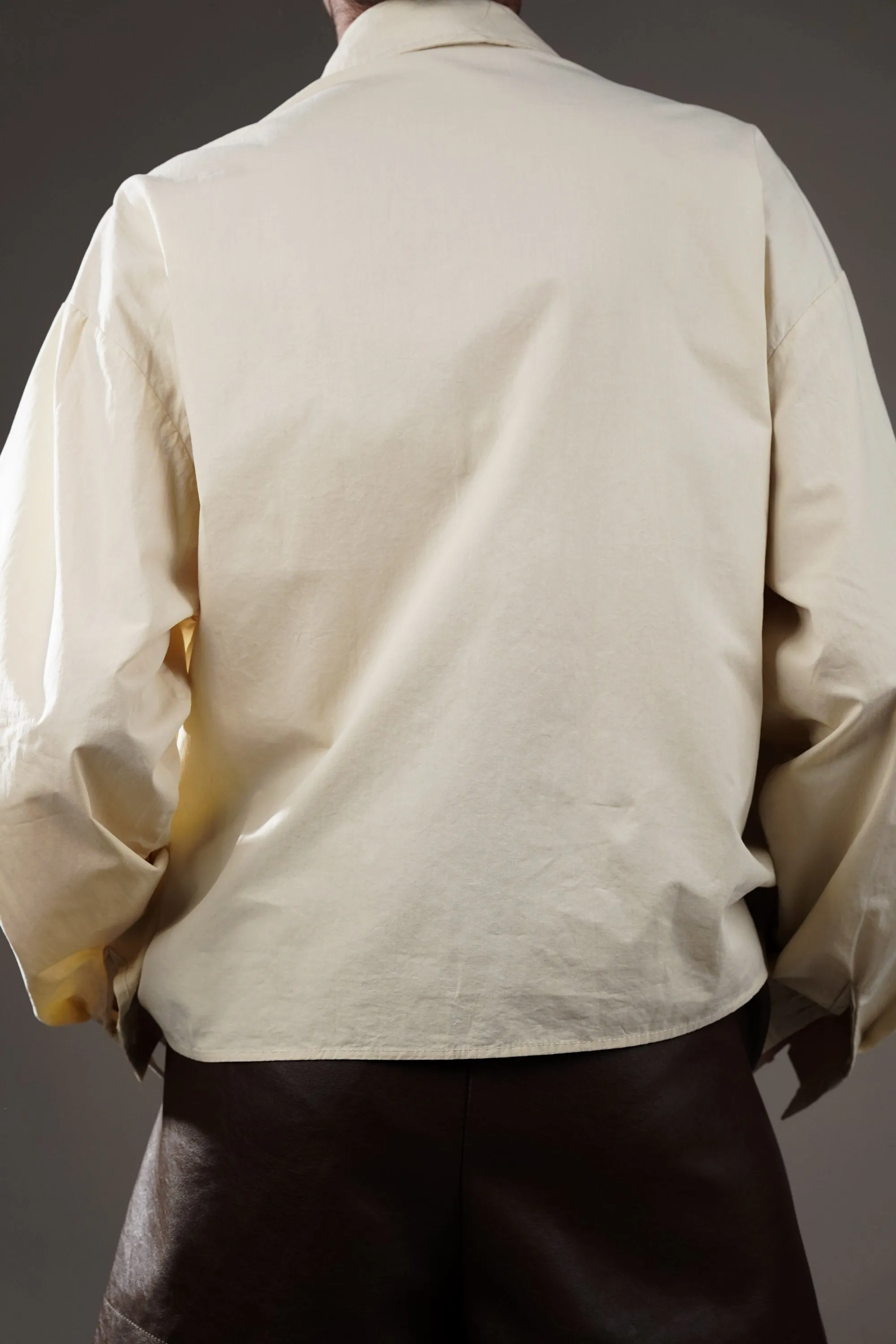Cream Cotton Shirt With Patch Pockets
