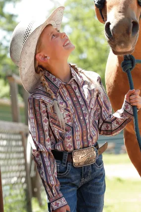Cruel Girl Girl's Stripe Pink Snap Long Sleeve Western Shirt CTW3230036