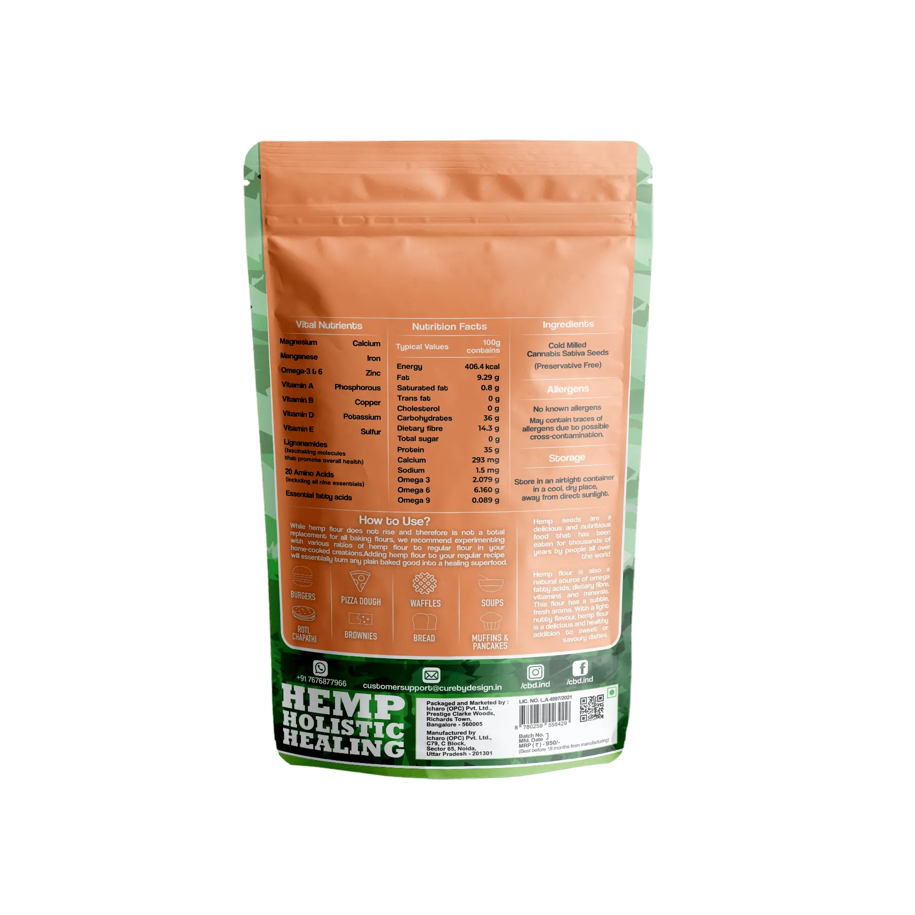 Cure By Design Hemp Seed Flour 500gm