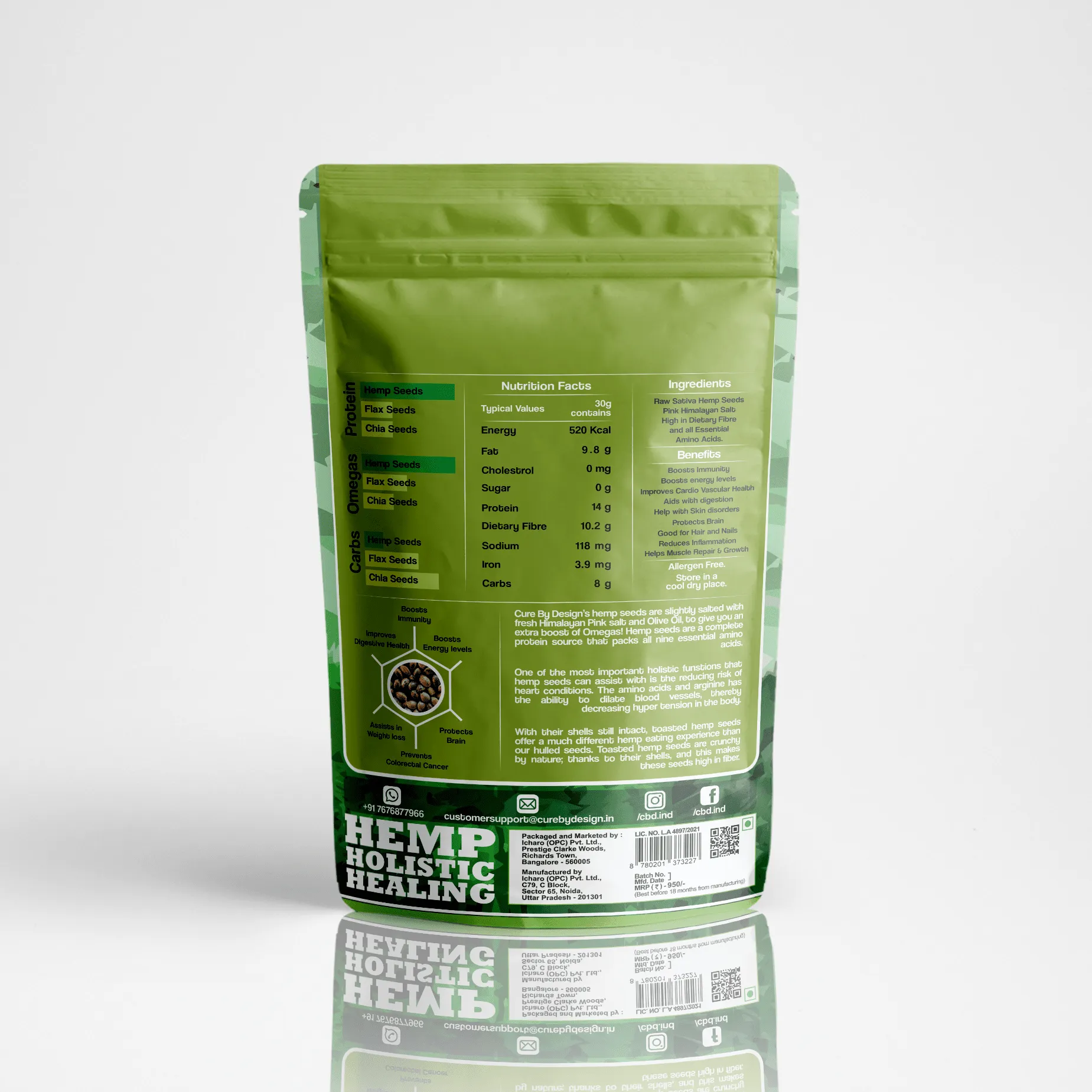 Cure By Design Hemp Seed Toasted with Pink Salt 500gm