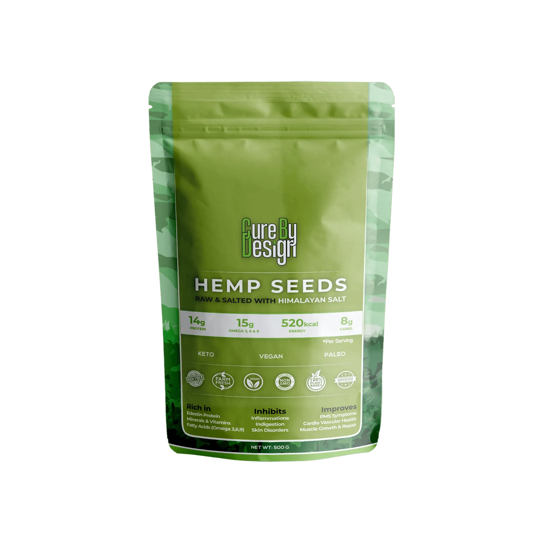 Cure By Design Hemp Seed Toasted with Pink Salt 500gm