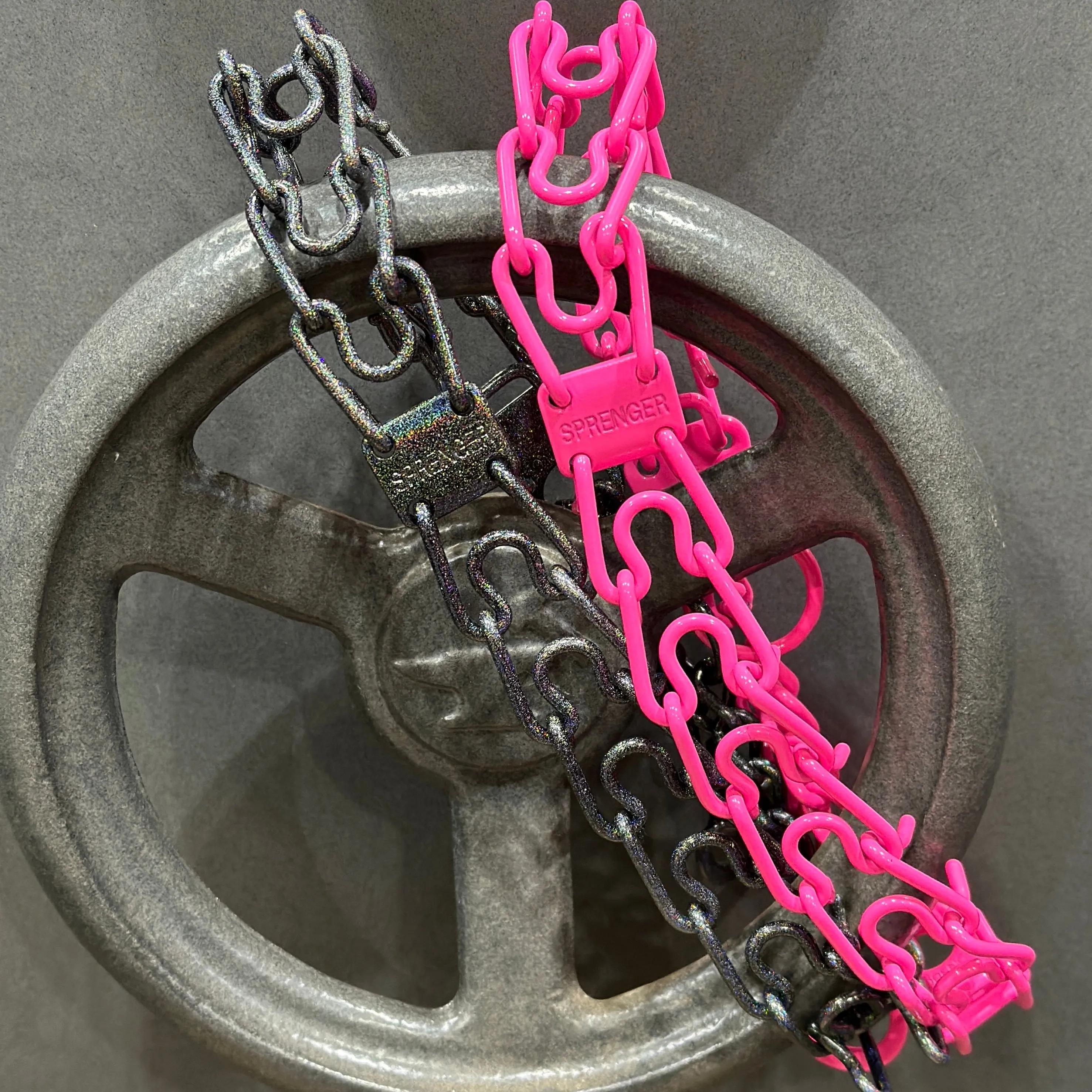 Custom Powder Coated Herm Sprenger - ULTRA-PLUS Training Collar with Center-Plate and Assembly Chain - 3.0 mm **Short Version**