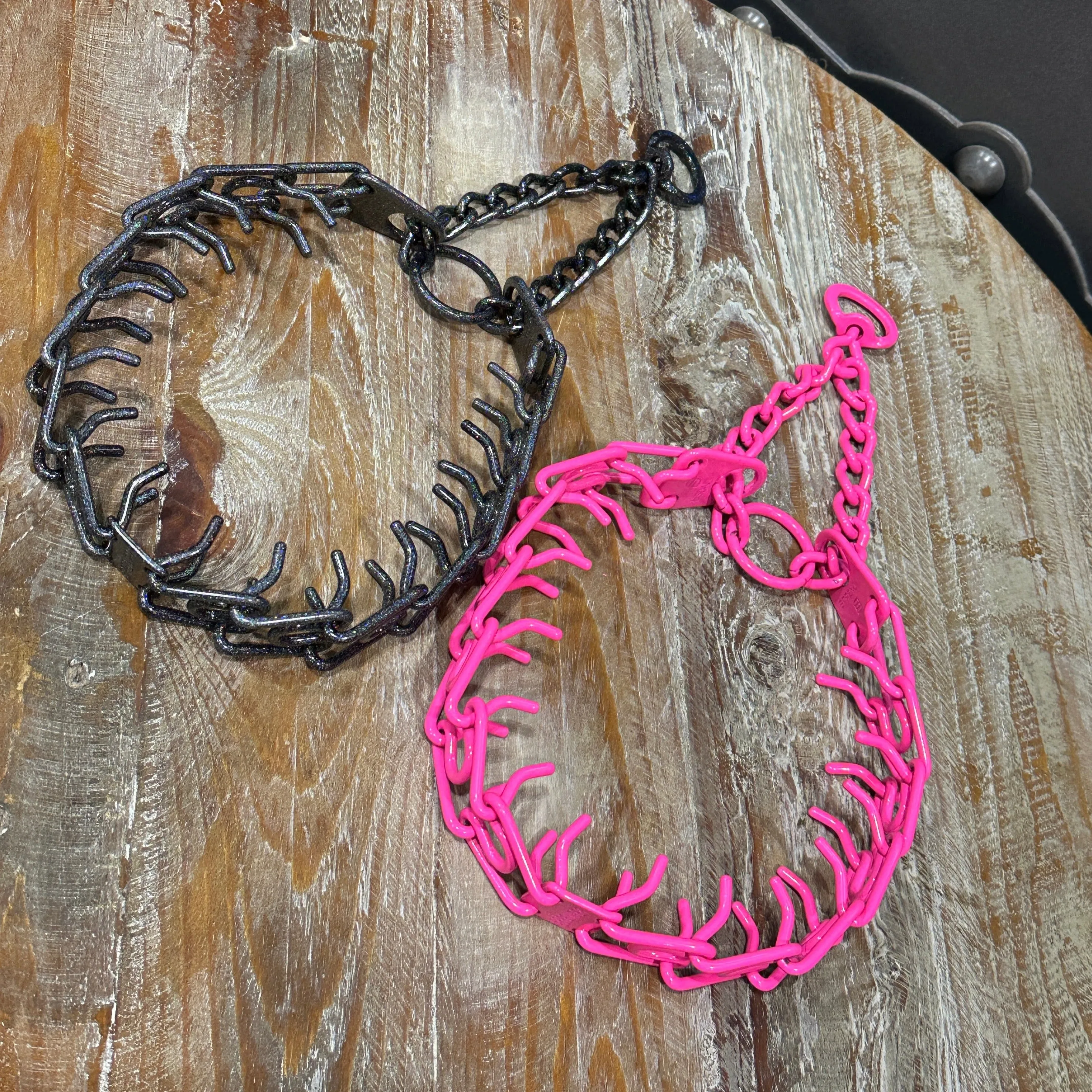 Custom Powder Coated Herm Sprenger - ULTRA-PLUS Training Collar with Center-Plate and Assembly Chain - 3.0 mm **Short Version**