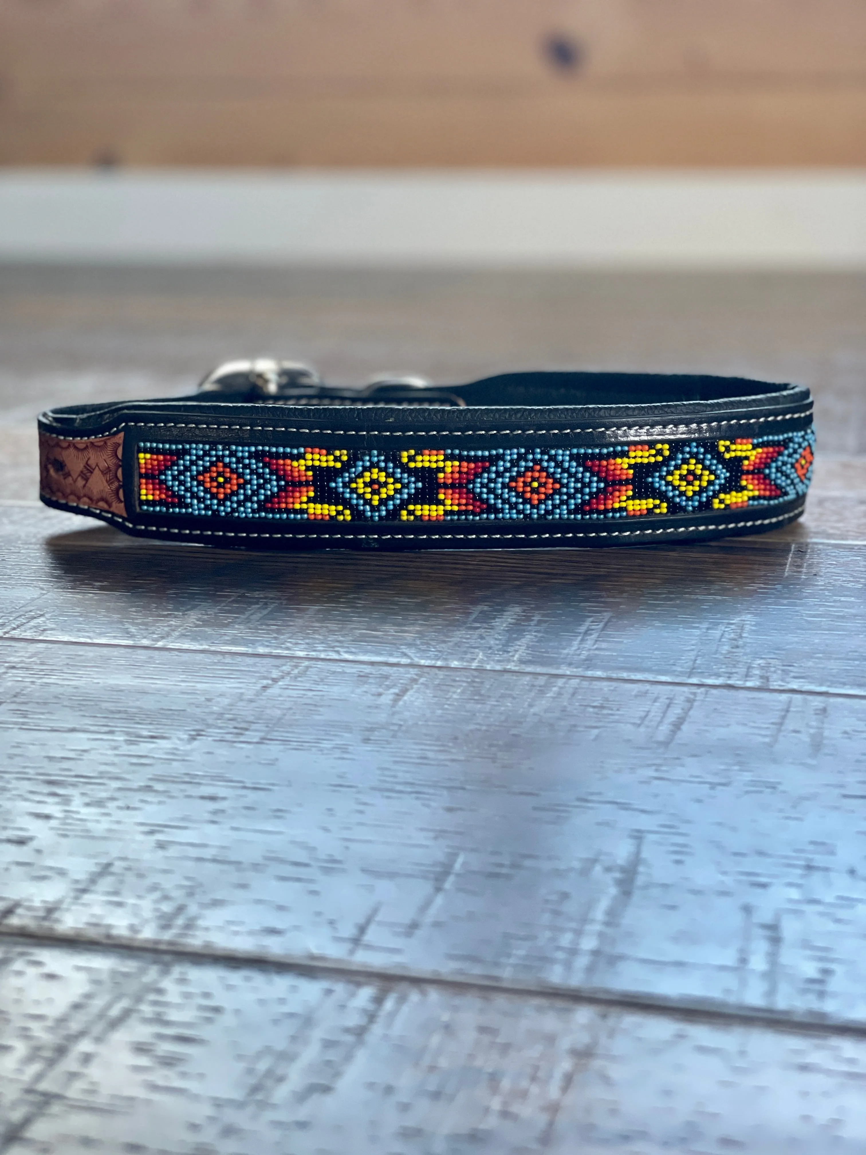 Dodger Trail Handcrafted Padded Beaded Dog Collar
