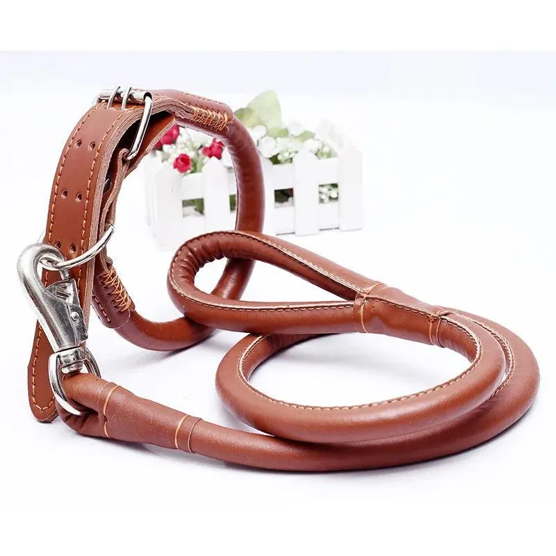 Dog Collar Leash Set Harness Pet Collar Leather Large Dog Puppy Accessories Pets Supplies German Shepherd Golden Retriever