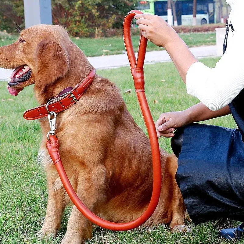 Dog Collar Leash Set Harness Pet Collar Leather Large Dog Puppy Accessories Pets Supplies German Shepherd Golden Retriever