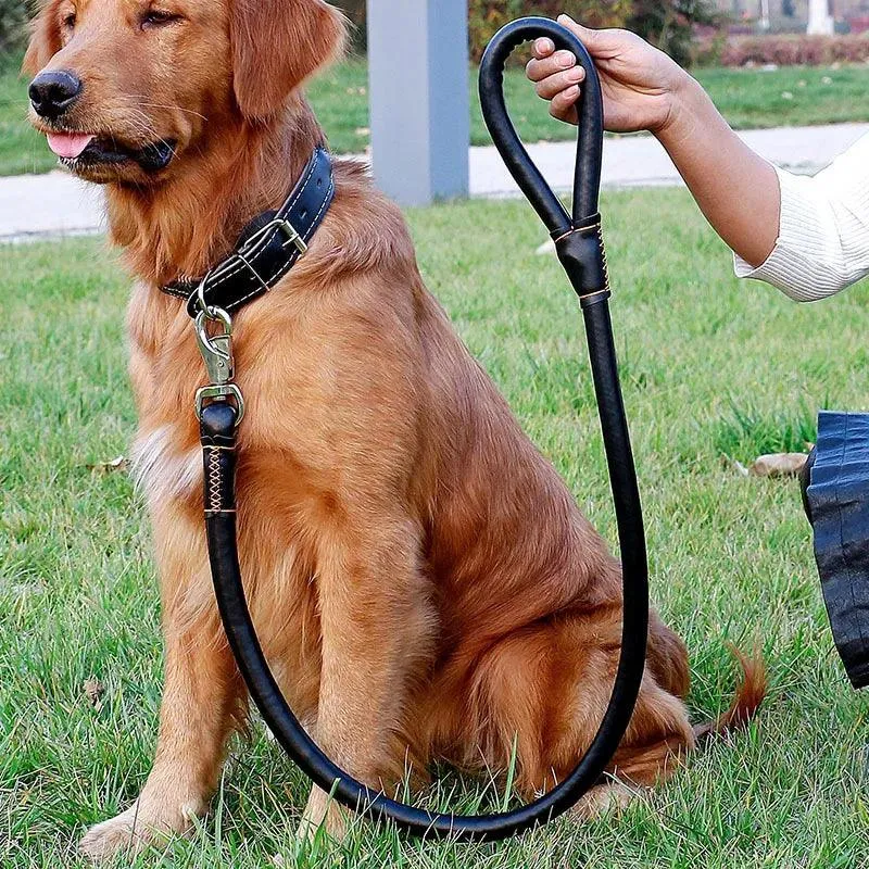 Dog Collar Leash Set Harness Pet Collar Leather Large Dog Puppy Accessories Pets Supplies German Shepherd Golden Retriever