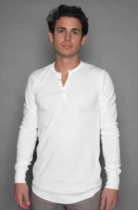 Dragon Foxx™ Men's White Long Sleeve Henley